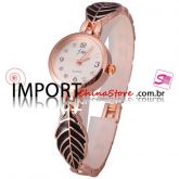 Relógio de pulso feminino bracelete folha - 28256