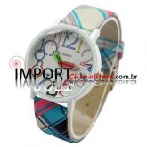 Relógio de pulso feminino quartzo, pulseira de couro